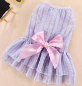 KUTKUT Frock Dress for Small Dog Girl Puppy Clothes Female Princess Tutu Striped Skirt Summer Shirt for Shih Tzu, Maltese Cat Pet Apparel Outfits - kutkutstyle